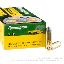 50 Rounds of .45 Long-Colt Ammo by Remington Performance WheelGun - 250gr LRN