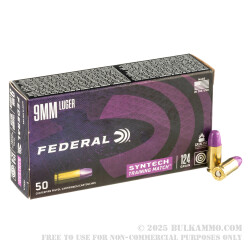 500 Rounds of 9mm Ammo by Federal Syntech Training Match - 124gr Total Synthetic Jacket FN