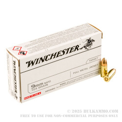 50 Rounds of 9mm Ammo by Winchester - 124gr FMJ