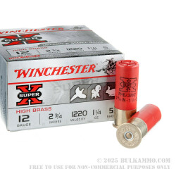 250 Rounds of 12ga Ammo by Winchester Super-X - 1 1/4 ounce #5 shot