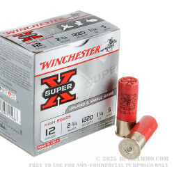 250 Rounds of 12ga Ammo by Winchester Super-X - 1 1/4 ounce #5 shot