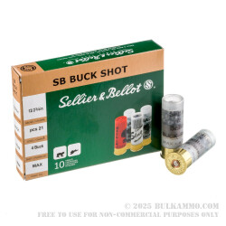 10 Rounds of 12ga Ammo by Sellier & Bellot -  #4 Buck