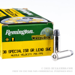 500 Rounds of .38 Spl Ammo by Remington Performance WheelGun - 158gr LSWC