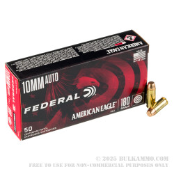 50 Rounds of 10mm Ammo by Federal American Eagle - 180gr FMJ