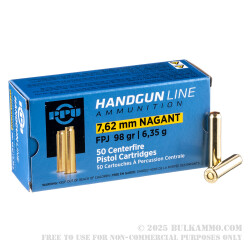 50 Rounds of 7.62x38mm Nagant Ammo by Prvi Partizan - 98gr FMJFN