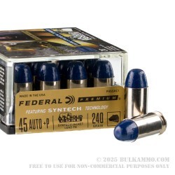 20 Rounds of .45 ACP +P Ammo by Federal Solid Core - 240gr Hard Cast