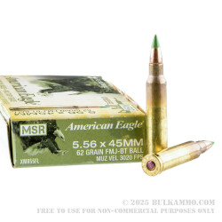 500 Rounds of 5.56x45 Ammo by Federal American Eagle - 62gr FMJ XM855