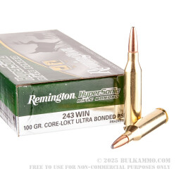 20 Rounds of .243 Win Ammo by Remington HyperSonic Bonded - 100gr CLP-SP