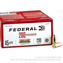 1000 Rounds of .45 ACP Ammo by Federal Champion - 230gr FMJ