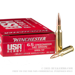 20 Rounds of 6.5 Creedmoor Ammo by Winchester USA Ready - 140gr Open Tip