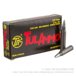 20 Rounds of .223 Ammo by Tula - 62gr FMJ
