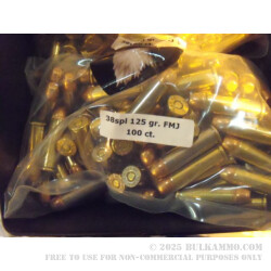 38 Special 125gr FMJ Ammo For Sale