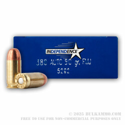 1000 Rounds of .380 ACP Ammo by Independence - 90gr FMJ