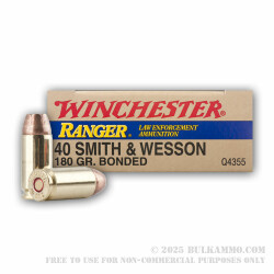 500 Rounds of .40 S&W Ammo by Winchester - 180gr JHP