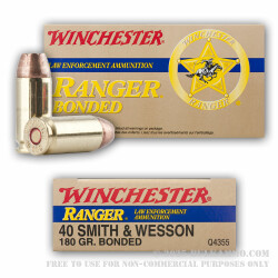 500 Rounds of .40 S&W Ammo by Winchester - 180gr JHP