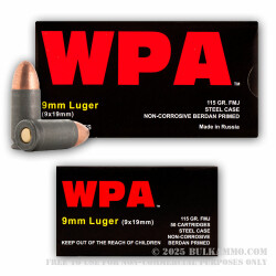 50 Rounds of 9mm Ammo by Wolf - 115gr FMJ