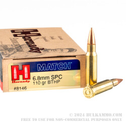 200 Rounds of 6.8 SPC Ammo by Hornady - 110gr HPBT