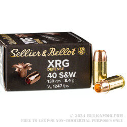 25 Rounds of .40 S&W Ammo by Sellier & Bellot XRG Defense - 130gr SCHP