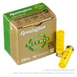 250 Rounds of 20ga Ammo by Remington Premier Nitro Sporting Clays - 7/8 ounce #7 1/2 shot