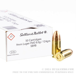 1000 Rounds of 9mm Ammo by Sellier & Bellot - 124gr FMJ