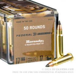50 Rounds of .17HMR Ammo by Federal - 17gr Polymer Tipped