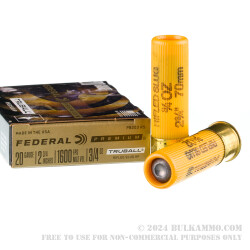 5 Rounds of 20ga Ammo by Federal - 3/4 ounce Truball HP Rifled Slug