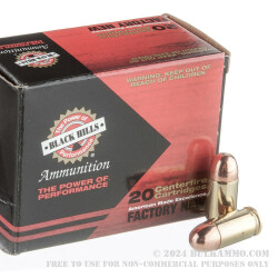 20 Rounds of .380 ACP Ammo by Black Hills Ammunition - 100gr FMJ