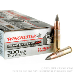 200 Rounds of .300 AAC Blackout Ammo by Winchester Deer Season XP - 150gr Extreme Point