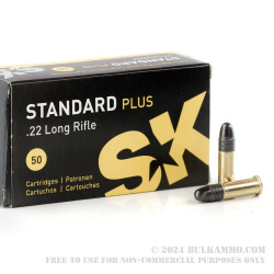 50 Rounds of .22 LR Ammo by SK Standard Plus - 40gr LRN