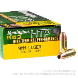 500  Rounds of 9mm Ammo by Remington - 115gr JHP