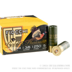 250 Rounds of 12ga Ammo by Fiocchi Golden Pheasant - 1 3/8 ounce #5 nickel plated lead shot