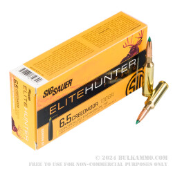 20 Rounds of 6.5 Creedmoor Ammo by Sig Sauer Elite Hunter - 130gr Polymer Tipped