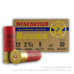 25 Rounds of 12ga Low Recoil Ammo by Winchester Ranger -  00 Buck