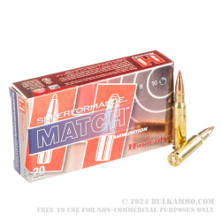 200 Rounds of .308 Win Ammo by Hornady Superformance Match - 168gr ELD Match