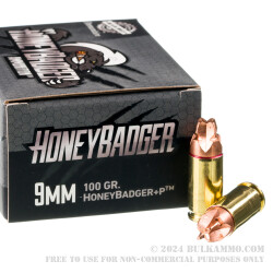 500 Rounds of 9mm +P Ammo by Black Hills Ammunition - 100gr HoneyBadger