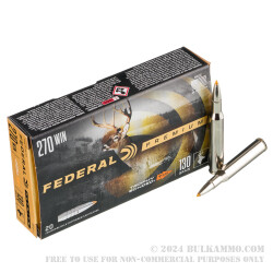 20 Rounds of .270 Win Ammo by Federal - 130gr Trophy Bonded Tip
