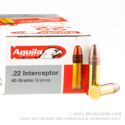 50 Rounds of .22 LR Ammo by Aguila Interceptor - 40gr CPRN