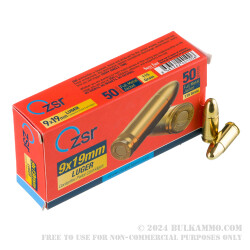 1000 Rounds of 9mm Ammo by ZSR - 115gr FMJ