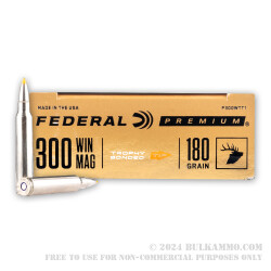 20 Rounds of .300 Win Mag Ammo by Federal Vital-Shok - 180gr Trophy Bonded Tip