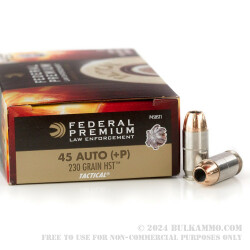 50 Rounds of .45 ACP +P HST Ammo by Federal LE - 230gr JHP