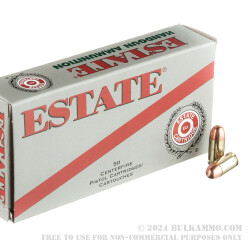 50 Rounds of .380 ACP Ammo by Estate Cartridge - 95gr FMJ
