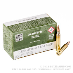 1000 Rounds of 5.56x45 Ammo by Magtech - 62gr FMJ