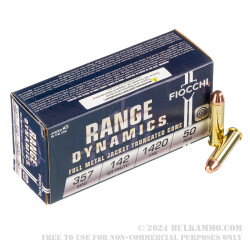 50 Rounds of .357 Mag Ammo by Fiocchi - 142gr FMJTC