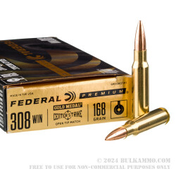 200 Rounds of .308 Win Ammo by Federal Gold Medal CenterStrike - 168gr OTM