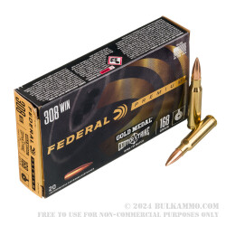 200 Rounds of .308 Win Ammo by Federal Gold Medal CenterStrike - 168gr OTM