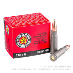 900 Rounds of 7.62x39mm Ammo by Red Army Standard - 122gr FMJ
