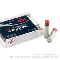 10 Rounds of 38 Special or 357 Magnum Ammo by CCI - 81 Grain #4 shot
