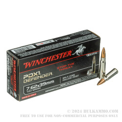 20 Rounds of 7.62x39mm Ammo by Winchester PDX1 Defender - 120gr HP