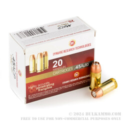 20rds - 45 ACP DRT 150gr HP Lead Free Fragmenting Ammo