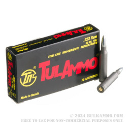 20 Rounds of .223 Ammo by Tula - 55gr FMJ